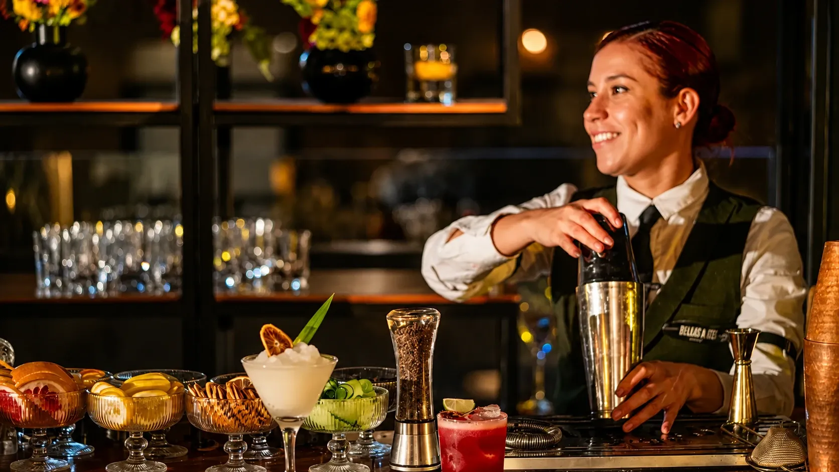 Barista préparant des boissons sur la terrasse de l'hôtel Bellas Artes