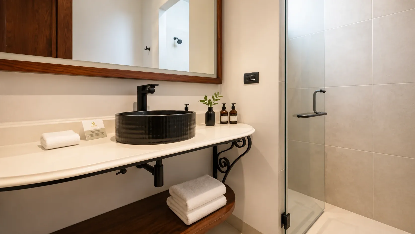 Bathroom details in the King Suite at Hotel Bellas Artes.