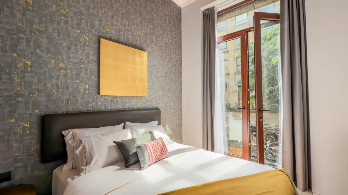 View from the balcony of the Queen Suite with two beds at Hotel Bellas Artes.