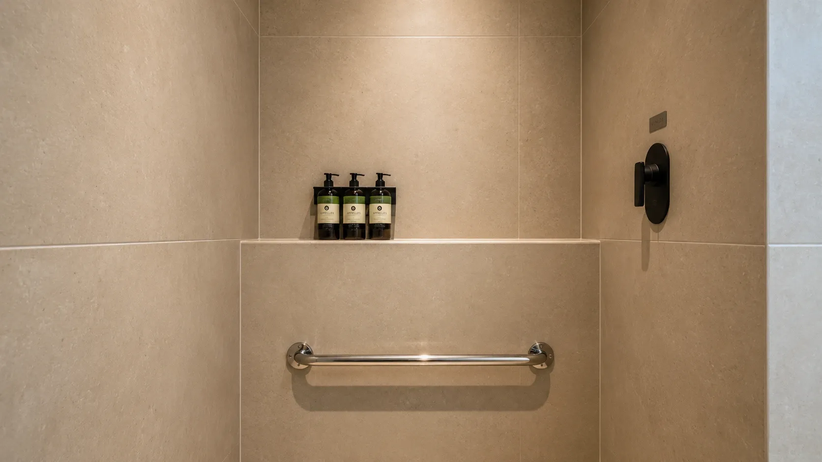 Shower in the bathroom of the Interior Queen Suite at Hotel Bellas Artes.